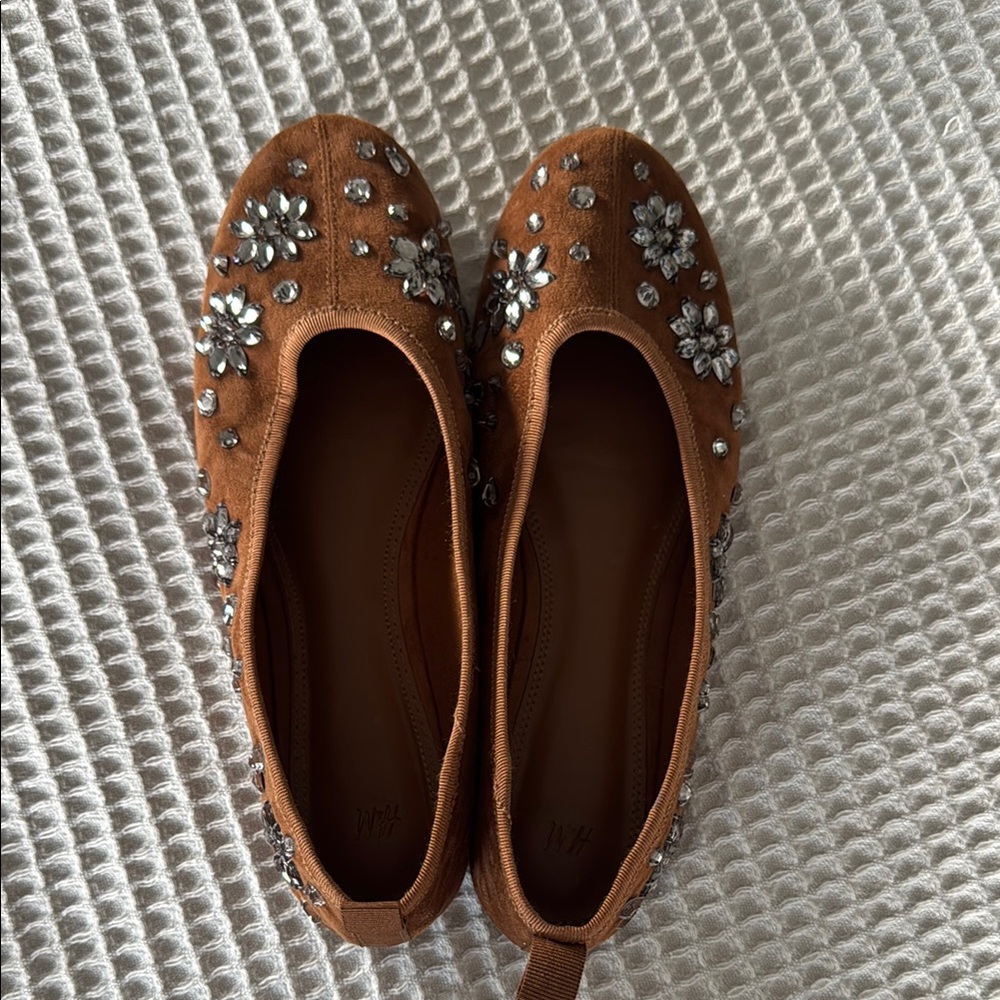 Embellished Brown Flats